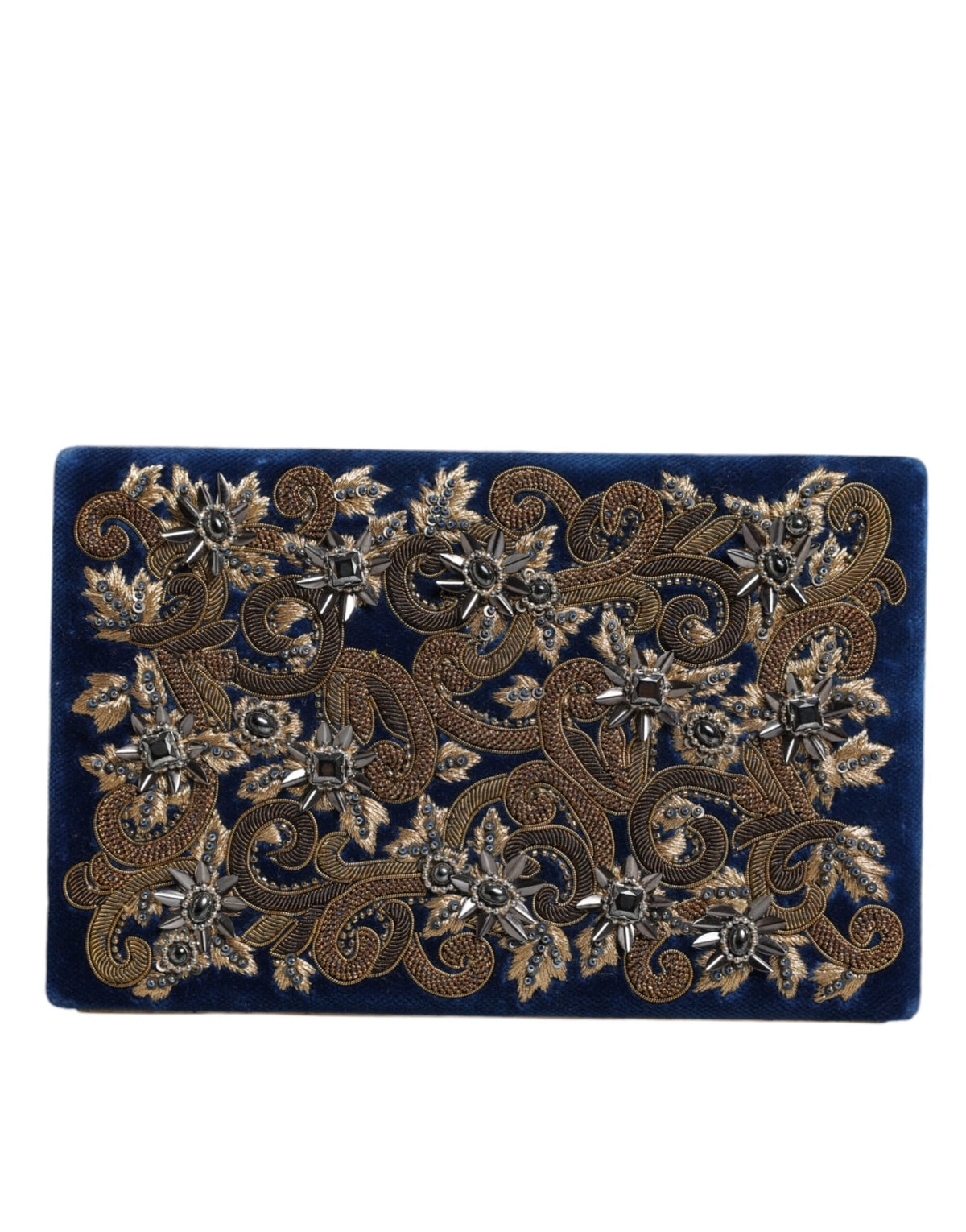 Blue Velvet Gold Frame Clutch Evening Party Handbag