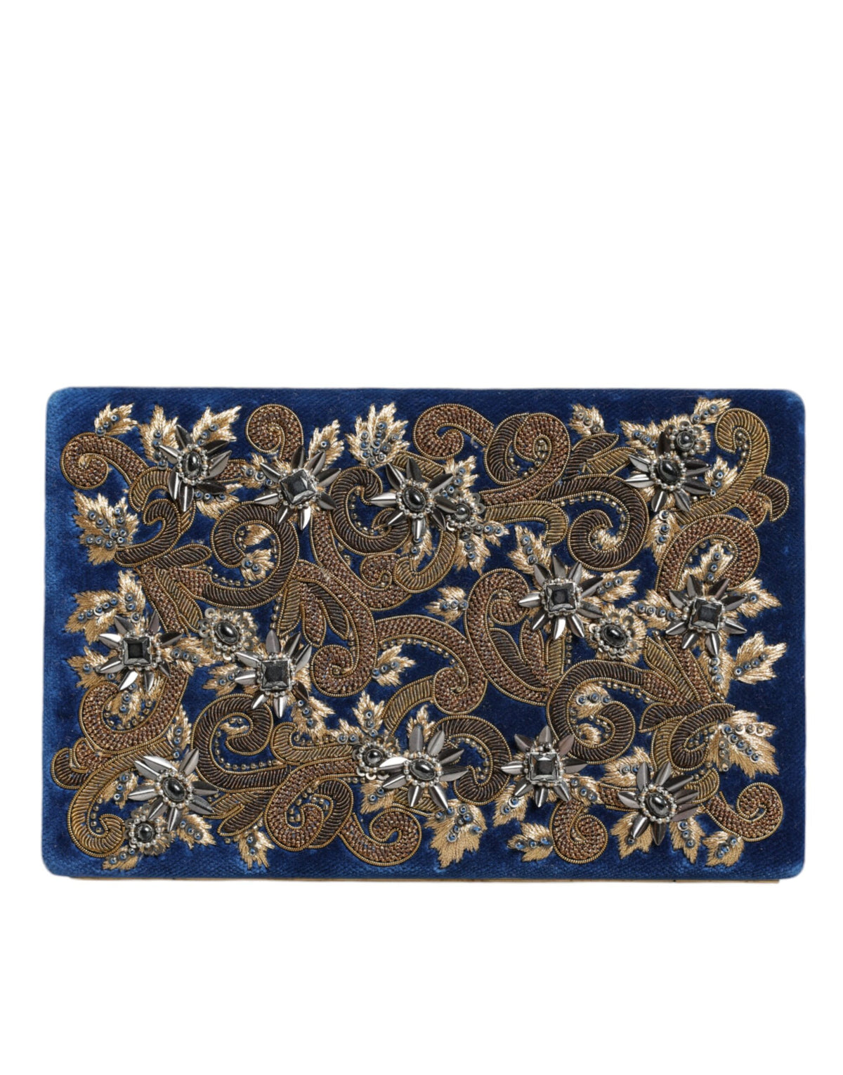 Blue Velvet Gold Frame Clutch Evening Party Handbag