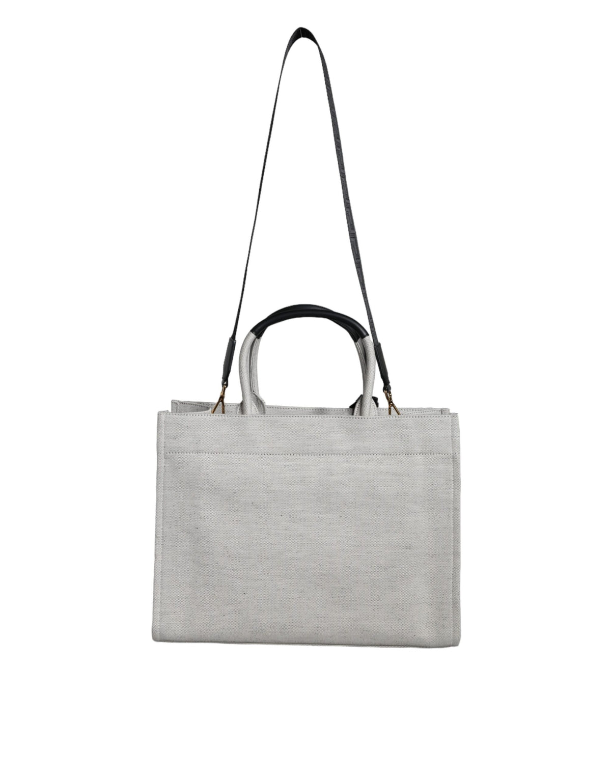 Weiße Top Handle Canvas Leder Logo Crossbody Tote Bag