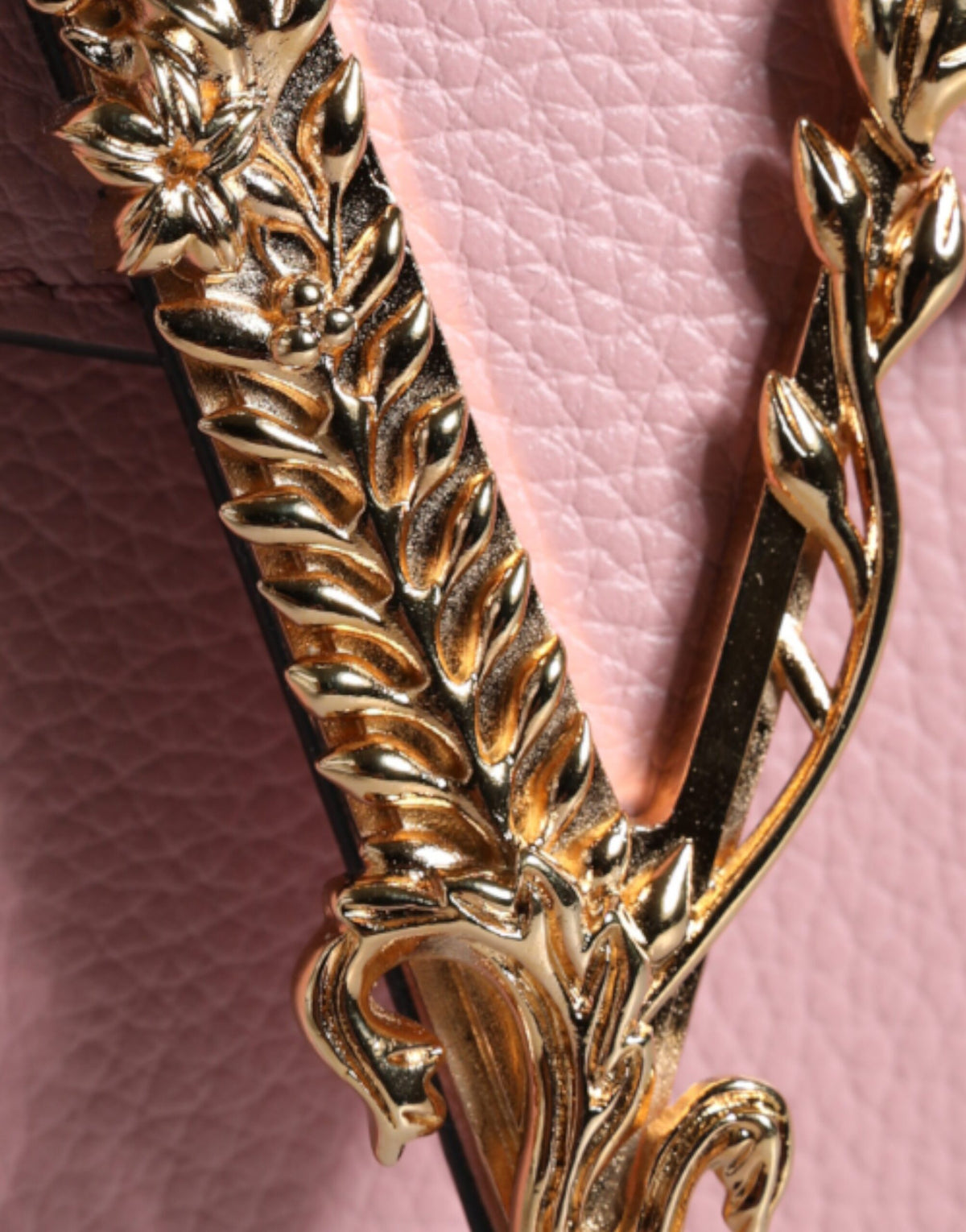 Pink grainy calf leather logo crossbody shoulder bag