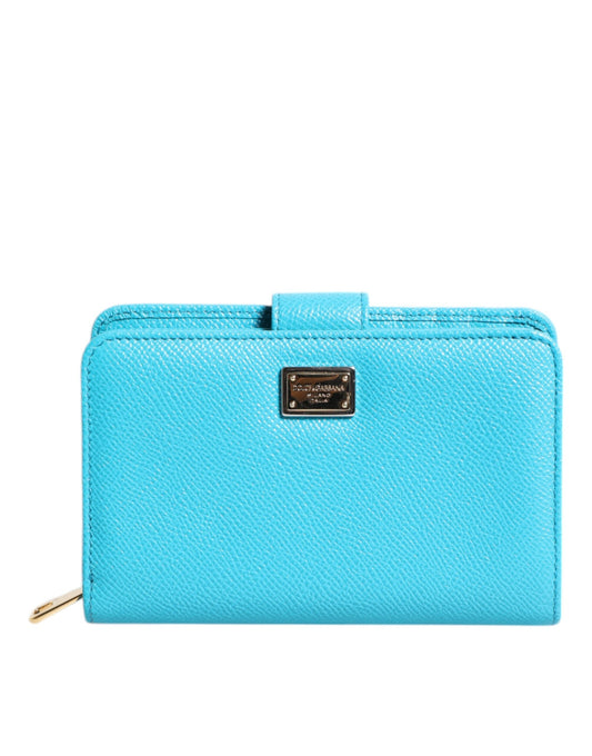 Hellblaue Leder Bifold Continental Clutch Geldbörse